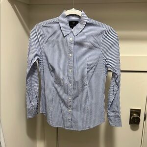 Women’s Blue Striped Button Down Shirt